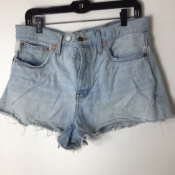 MADEWELL denim jeans shorts women 28 cutoff light wash relaxed - Picture 1 of 9
